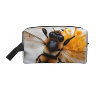 XULLZH Bee On Honeycomb Print Grande capacité Organiseur de cosmétiques Portable Pochette de rangement à fermeture éclair Sac de rangement pour produits de toilette Blanc Taille unique, Blanc, One