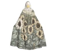 XULLZH Cape longue à capuche pour adulte avec imprimé tournesols et camomille pour Noël, Halloween, fête, jeu de rôle