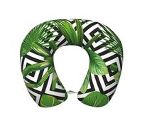 XULLZH Coussin unisexe en forme de U avec feuilles vertes de palmier imprimé plante tropicale respirant léger confortable, noir, One Size, noir, One Size