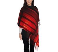 XULLZH Écharpe imprimée à rayures rouges et gris foncé pour femme - Grande écharpe douce à pompons - Châle chaud pour l'automne et l'hiver - Intérieur et extérieur - Noir - Taille unique, Noir/blanc