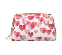 XULLZH Falling Red Hearts Print Leather Zip Portable for Women Travel Toiletry Pouch Organizer Small Makeup Pouch Organizer, White, One Size, Blanc, One Size