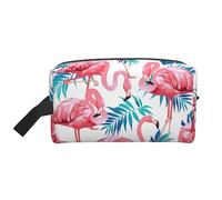 XULLZH Flamingo Bird Green Plant Leaf Print Grande capacité Voyage Portable Cosmétique Organisateur Pochette Fermeture éclair Sac de rangement pour produits de toilette, Blanc, Taille unique, Blanc