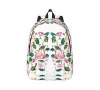 XULLZH Sac à dos décontracté avec imprimé flamant rose et feuilles rondes - Grande capacité - Bretelles réglables - Léger, noir, M