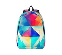 XULLZH Sac à dos décontracté imprimé triangle coloré voyage travail grande capacité bretelles réglables sac à dos léger, noir, S