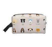 XULLZH Sac de rangement pour produits cosmétiques avec fermeture éclair - Grande capacité - Imprimé race de chien, blanc, One Size, blanc, One Size