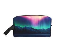 XULLZH Sac de rangement pour produits cosmétiques de voyage avec fermeture éclair et imprimé aurores boréales sombres, blanc, One Size, blanc, One Size