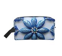 XULLZH Sac de rangement pour produits cosmétiques de voyage avec fermeture éclair Motif flocon de neige Bleu Taille unique, Blanc, One Size