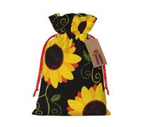 XULLZH Sacs à imprimé tournesol avec cordon de serrage pour cadeaux de Noël