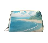 XULLZH Seashells on the beach - Trousse de toilette portable en cuir avec fermeture éclair pour femme - Petite pochette de maquillage - Blanc, taille unique, Blanc, One Size