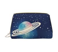 XULLZH Starry Sky Universe Space Print Leather Zip Portable for Women Travel Toiletry Pouch Organizer Small Makeup Pouch - White Size One Size, Blanc, One Size