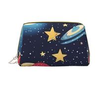 XULLZH Starry Sky Universe Space Print Leather Zip Portable for Women Travel Toiletry Pouch Organizer Small Makeup Pouch - White Size One Size, Blanc, One Size