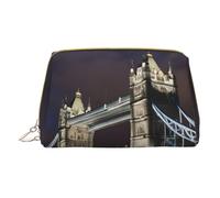 XULLZH Tower Bridge in London - Trousse de toilette portable en cuir imprimé avec fermeture éclair pour femme, trousse de toilette de voyage, petite pochette de maquillage, blanc, taille unique, Blanc