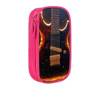 XULLZH Trousse à crayons à double étage avec fermeture éclair et impression guitare électrique, Rose, One Size, Moderne.
