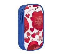 XULLZH Trousse à crayons à double étage avec fermeture éclair et motif cœur rouge pour la Saint Valentin, Bleu, One Size, Moderne.
