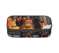XULLZH Trousse à crayons de grande capacité avec compartiments imprimés guitare électrique, Noir/blanc, One Size, Moderne.