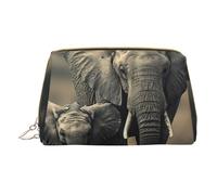 XULLZH Trousse de toilette de voyage en cuir avec fermeture éclair - Motif vieux éléphant et jeune éléphant, blanc, One Size, blanc, One Size