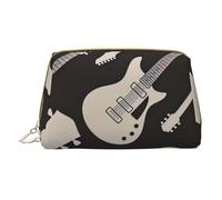 XULLZH Trousse de toilette portable en cuir imprimé guitare avec fermeture éclair pour femme - Petite pochette de maquillage - Blanc, taille unique, Blanc, One Size
