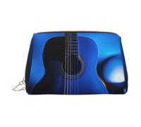 XULLZH Trousse de toilette portable en cuir imprimé guitare réfléchissante avec fermeture éclair pour femme, trousse de toilette, petite pochette de maquillage, blanc, taille unique, Blanc, One Size