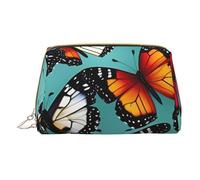 XULLZH Trousse de toilette portable en cuir imprimé papillon et violoncelle avec fermeture éclair pour femme, petite pochette de maquillage, blanc, taille unique, Blanc, One Size