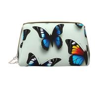 XULLZH Trousse de toilette portable en cuir imprimé papillon et violoncelle avec fermeture éclair pour femme, petite pochette de maquillage, blanc, taille unique, Blanc, One Size