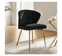 Xumh2024-3 Chaise de Cuisine Chaise de Salle à Manger en Velours, Petite Chaise vanité Moderne avec Dossier et Pieds métal, élégante d'appoint touffetée sans accoudoirs for Salon(Noir)