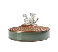 Xumh2024-3 Couvercle Hermétique Pot à thé empilable incrusté d'argent avec Couvercle et poignée de Transport. Pot à thé en céramique Wake. pour Alimentaires Café(Green)