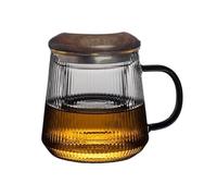 Xumh2024-3 gobelets en verre Tasse à thé en verre rayures verticales avec infuseur et couvercle Verrerie de cuisine(Grand)