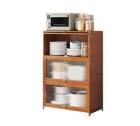 Xumh2024-3 Meuble de Rangement Buffet Buffet de Cuisine à Trois Niveaux avec Portes vitrées et Compartiments Rangement for Le café, thé Autres Boissons