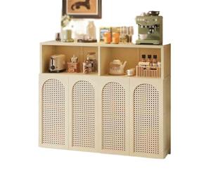 Xumh2024-3 Meuble de Rangement Buffet Retro-Style Kitchen Sideboard Living Room Storage Floor-Standing Wall-Mounted Four Doors with Compartments(Blanc)