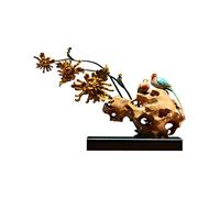 Xumh2024-3 Statue d'ornement Chinois cuivre chrysanthème entrée Ornement Bureau Salon élégant Chambre thé Table Art Sculpture Zen Doux décorations