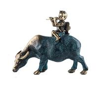 Xumh2024-3 Statue d'ornement Ornements de bétail en Bronze Chinois Meuble TV Salon Berger chevauchant Un Taureau Artisanat décoratif