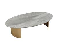 Xumh2024-3 Table de Salon Salon, Usage Domestique, Table Basse en Dalle de Roche, Petite unité, Moderne, Simple, elliptique, Nordique(Grigio,XXL)