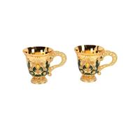 XUMIUZIY 2 Pièces Verre Médiéval Vintage Métal pour Bureau | Illustrations en émail orné, accents de , finition plaquée or, faveur de dîner, ustensiles de bar à collectionner