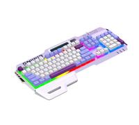 XUMIUZIY Clavier de Jeu Filaire, 104 Touches Mécanique Clavier de Sensation avec Repos au Poignet, Claviers D'Ordinateur rétro-éclairé RVB, Touchés Flottants, Plaque Métallique, (Purple)