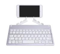XUMIUZIY Clavier Pliable, Ergonomique, 60 Touches, Portable, Léger, Rechargeable, avec Support dissimulé, pour Téléphones iOS, Winos, Tablettes, Ordinateurs Portables (Argent Blanc)