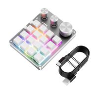 XUMIUZIY Clavier Programmable Bluetooth, Clavier Macro Filaire USB avec 3 Boutons et Contrôleur de Volume, Rétroéclairage RVB, de Jeu Mini OSU à Une Main pour Ordinateur (White)