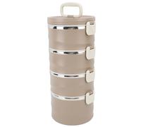 XUMIUZIY Conteneurs d'aliments Empilables, 4-Stage Boîte à Lunch Space Sauvegarde 2 Cuon de Fourche Intégrale Top Portable -Hand -Handle Rangement séparé pour Le Bureau de l'école à Domicile (Brown)