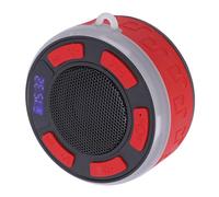 XUMIUZIY Enceinte Bluetooth étanche, Portable et sans Fil, avec Ventouse, Affichage LED de L'heure et Effets Lumineux RGB, Son Surround à 360° pour la Douche, la Plage et Les Activités de (Rouge)