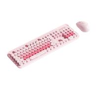 XUMIUZIY Ensemble Clavier et Souris sans Fil, Jolies Touches Rondes, Clavier de Machine à écrire Rétro 104 Touches avec 12 Touches de Raccourci Multimédia, Souris Optique 800/1200/1600 (Pink)