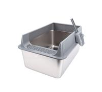 XUMIUZIY Grande Litière pour Chat en Acier Inoxydable à Bords Hauts | Design extra large, protection contre les fuites des murs hauts, choix de matériaux supérieurs