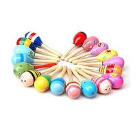 XUMIUZIY Hochet à Percussion à Main pour Bébés, Petit Mini Jouet Maraca en Bois à Saisir de 0 à 3 Ans