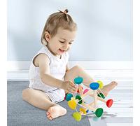 XUMIUZIY Jouet de Balle élastique en Bois pour bébé, Balle Rebondissante à Haute Résilience pour Améliorer la Reconnaissance des Formes et la Perception de L'espace Multidimensionnel, Cadeau de Noël