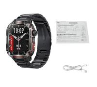 XUMIUZIY Montre Intelligente de Sport de Plein Air HT29, écran HD de 2,01 Pouces avec Lampe de Poche et Boussole, Plus de 100 Modes Sportifs, Tracker d'activité étanche IP68 (Acier Noir)