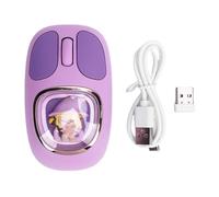 XUMIUZIY Souris de Jeu sans Fil de Poupée Mignonne, Souris sans Fil Silencieuse Rétroéclairée par RVB, Batterie 400mAh, Type C Rechargeable, Mode Triple de 2.4G BT3.0 BT5.0, économie (Purple)