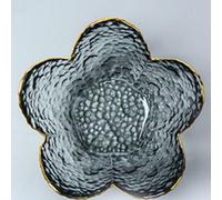 XUMIUZIY Sous-Verre en Verre Gris en Forme de Pétale de Fleur pour Bagues | Bol fourre-tout décoratif, organisateur de vanité de luxe léger, assiette souvenir texturée, idée de cadeau d\'anniversaire