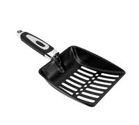 XUMIUZIY Stainless Steel Cat Litter Scoop with Ergonomic Handle (Black) | Outil de tamisage des déchets d\'animaux, nettoyage des crottes de chaton, pelle en métal à prise ferme, accessoire de bac