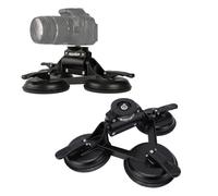 XUMIUZIY Support de Montage à Triple Ventouse, Poignée en Aluminium Robuste avec Vis de 1 à 4 Pouces pour Caméra d'action DSLR, Compatible avec 360 X5 X4 X3