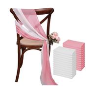 XUMKFJRE 24 Pcs 17x275cm Chiffon Chair Sashes 12 Set Sash Wedding Covers Ribbon Party Aisle Decor pour fête de Mariage, réception, Banquet(White Dark Pink)
