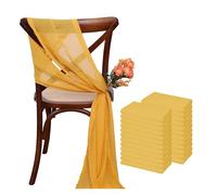 XUMKFJRE 24 Pcs 17x275cm Chiffon Chair Sashes 12 Set Sash Wedding Covers Ribbon Party Aisle Decor pour fête de Mariage, réception, Banquet(Yellow)