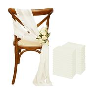 XUMKFJRE 24 Pcs 17x275cm Chiffon Chair Sashes 12 Set Sash Wedding Covers Ribbon Party Aisle Decor pour fête de Mariage, réception, Banquet(Ivory)